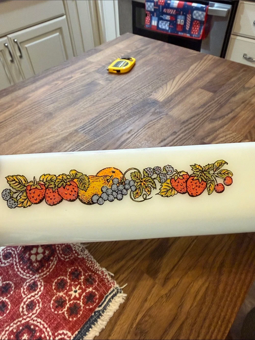 Fire King White Casserole Dish with Fruit Motif